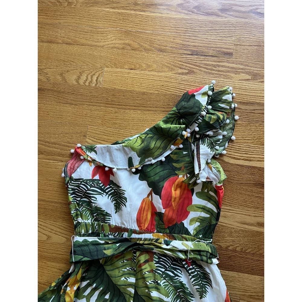 Farm Rio Mixed Flowery Madi Colorful Ruffle‎ One Shoulder Slip Dress Size Med - Picture 11 of 16